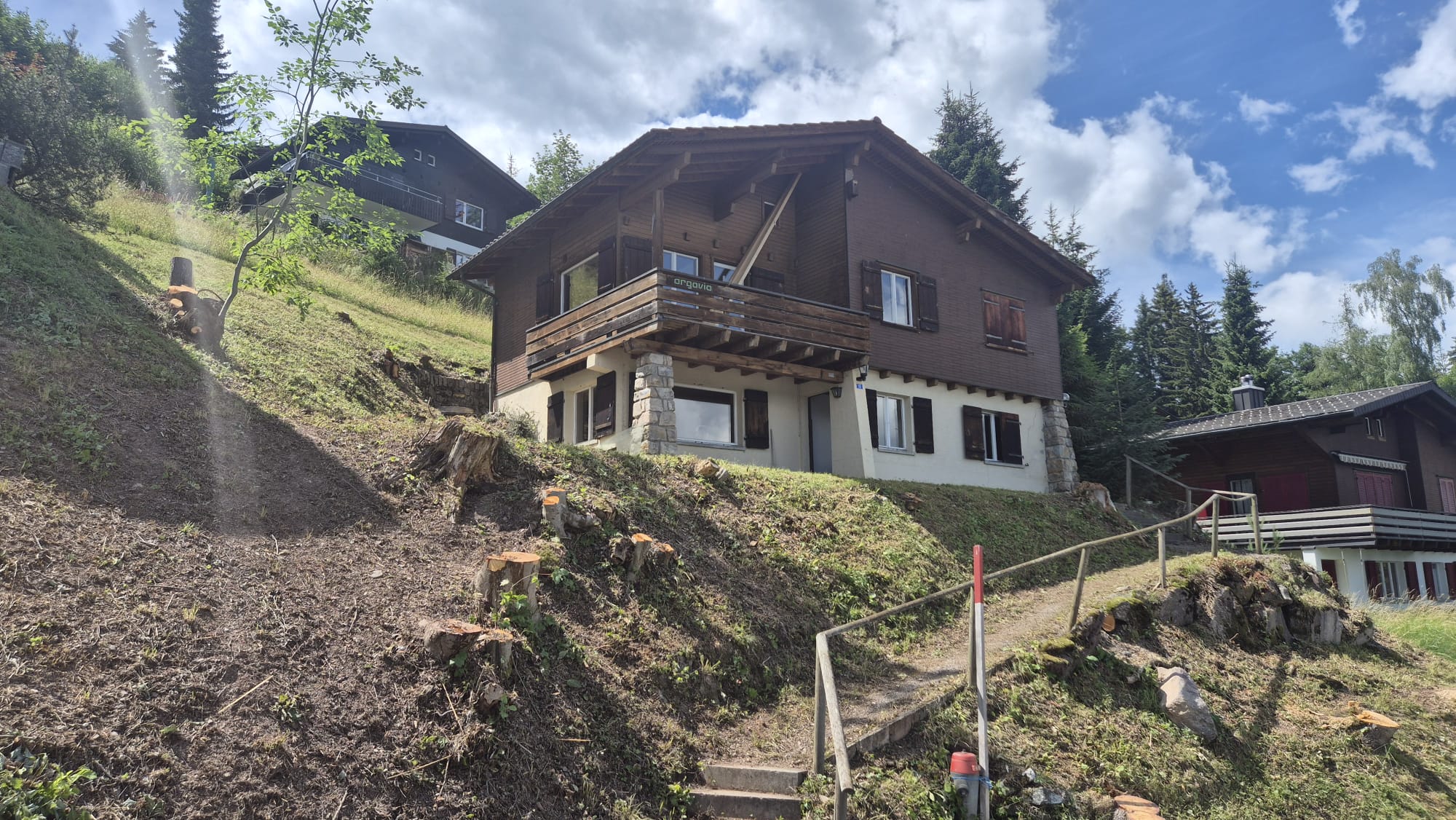 Chalet Argovia met vrijgemaakte helling na het rooien van de bomen